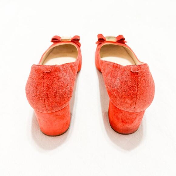 Cole Haan Tali Red Suede Leather Almond Toe Bow Accent Pump K17 W10594 Size 9.5 - Picture 2 of 5